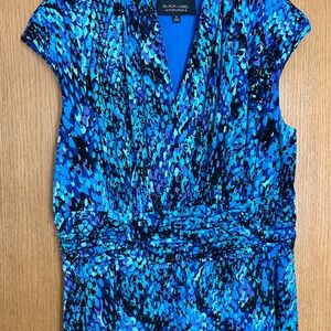 Black Label by Evan-Picone Blue Patterned Dress